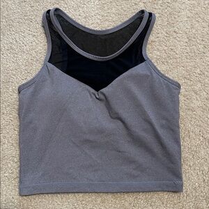 Senita athletics grey crop top with mesh top